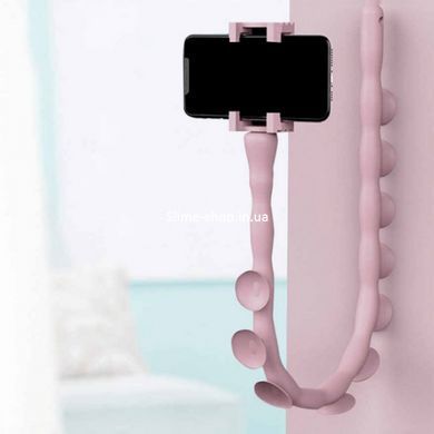 Гнучкий тримач для телефону з універсальними присосками Cute Worm Lazy Holder. TH-548 Колір: рожевий