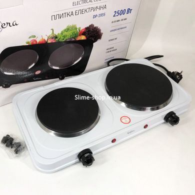 Электрические плиты настольные двухкомфорочные Suntera DP-1935B, 2500W белая, Электроплита ZM-696 2 комфорки