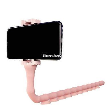 Гнучкий тримач для телефону з універсальними присосками Cute Worm Lazy Holder. TH-548 Колір: рожевий