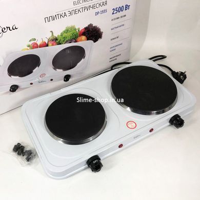 Электрические плиты настольные двухкомфорочные Suntera DP-1935B, 2500W белая, Электроплита ZM-696 2 комфорки