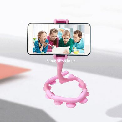 Гнучкий тримач для телефону з універсальними присосками Cute Worm Lazy Holder. TH-548 Колір: рожевий