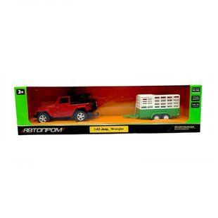Машина+прицеп мет. 1:43 Jeep Wrangler,откр.дверь,короб.28*8*6,5см