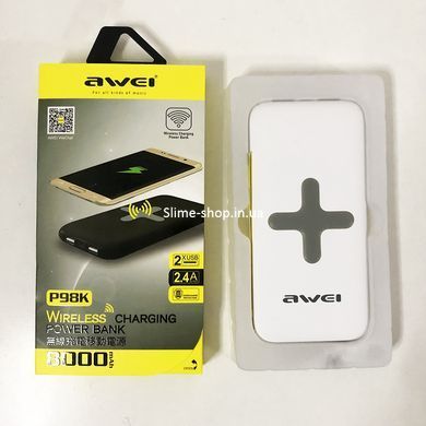 Power Bank AWEI P98K (Беспроводная зарядка) 8000 mAh. OW-299 Цвет: белый