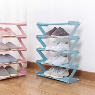 Полка для обуви органайзер компактный стойка складная Shoe Rack YH 8802 хранение вещей и обуви 4 полки. XB-477 Цвет: голубой