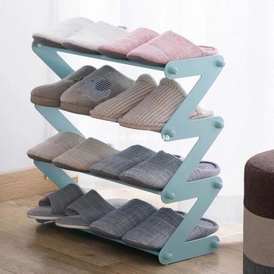 Полка для обуви органайзер компактный стойка складная Shoe Rack YH 8802 хранение вещей и обуви 4 полки. XB-477 Цвет: голубой
