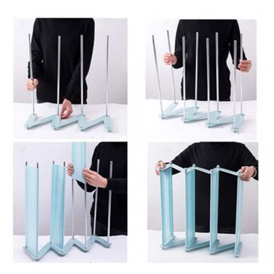 Полка для обуви органайзер компактный стойка складная Shoe Rack YH 8802 хранение вещей и обуви 4 полки. XB-477 Цвет: голубой