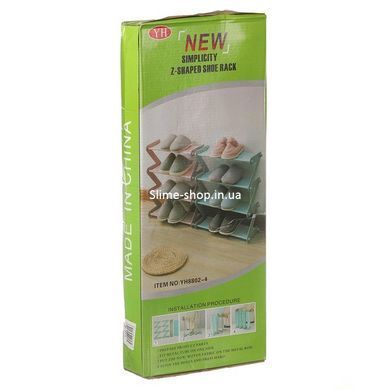 Полка для обуви органайзер компактный стойка складная Shoe Rack YH 8802 хранение вещей и обуви 4 полки. XB-477 Цвет: голубой