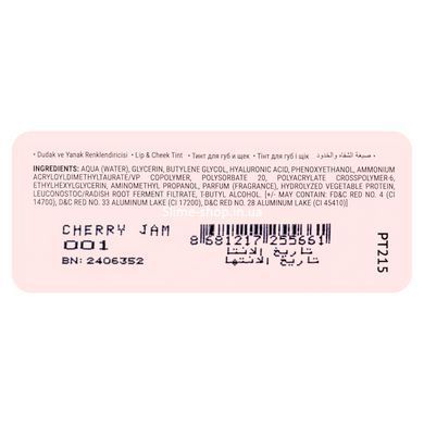 Жидкая помада тинт для губ и щек topface Aqua Tint Lip & Cheek на водной основе 10 мл ( РТ215), 01 Cherry Jam Вишневый