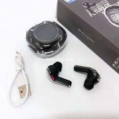 Беспроводные наушники TWS T8 PRO с прозрачным кейсом Вакуумные LED дисплей Bluetooth 5.3. UY-617 Цвет: черный