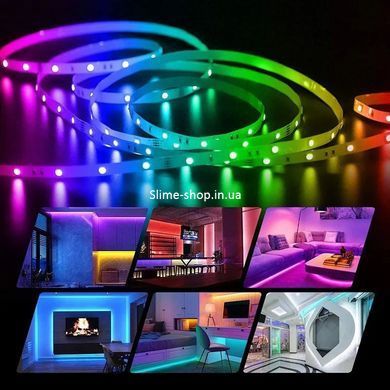 Светодиодная лента led RGB SMD 5050 RGB 5 м bluetooth, Лед лента на потолок, Led RJ-714 лента умная