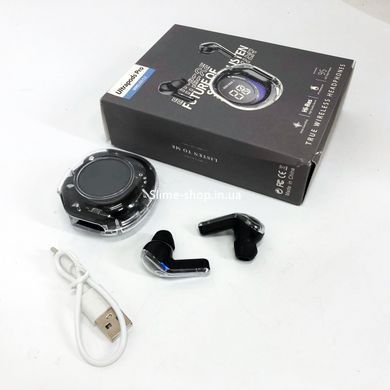 Беспроводные наушники TWS T8 PRO с прозрачным кейсом Вакуумные LED дисплей Bluetooth 5.3. UY-617 Цвет: черный