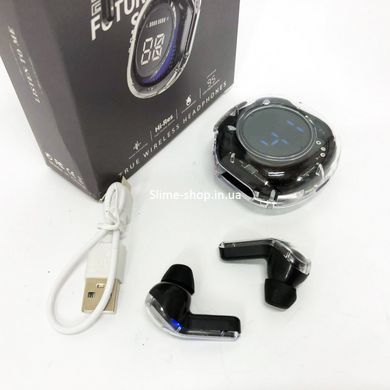 Беспроводные наушники TWS T8 PRO с прозрачным кейсом Вакуумные LED дисплей Bluetooth 5.3. UY-617 Цвет: черный