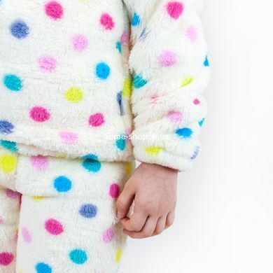 Піжама для дівчинки з плюшевої тканини велсофт Горох