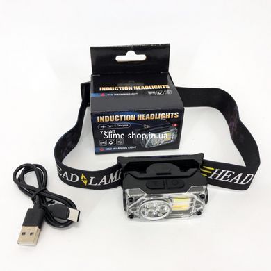 Надійний ліхтар налобний YY-19B-3SMD+2COB(white+yellow+red), Налобний ліхтарик з TO-525 usb зарядкою