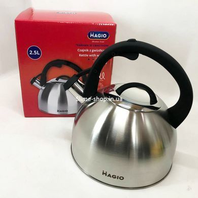 Металлический чайник Magio MG-1192 2.5 л, Чайник со свистком для любых плит, SF-456 Чайник газовый