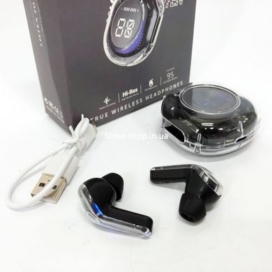 Беспроводные наушники TWS T8 PRO с прозрачным кейсом Вакуумные LED дисплей Bluetooth 5.3. UY-617 Цвет: черный