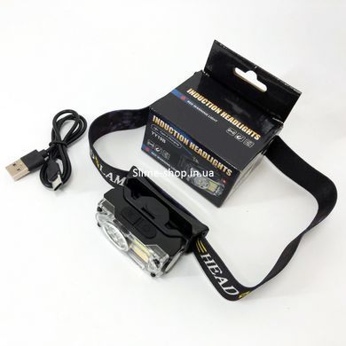 Надійний ліхтар налобний YY-19B-3SMD+2COB(white+yellow+red), Налобний ліхтарик з TO-525 usb зарядкою