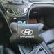 Набір подушок для авто Hyundai 2шт, натуральна шкіра, чорний колір, комфортні підголівники RI-139 в автомобіль