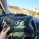 Набір подушок для авто Hyundai 2шт, натуральна шкіра, чорний колір, комфортні підголівники RI-139 в автомобіль