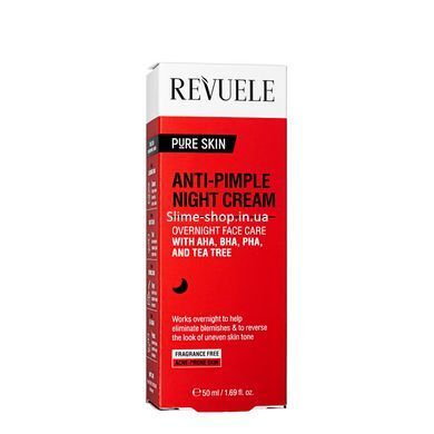 Крем для обличчя від прищів Revuele Pure Skin Anti-Pimple Night Cream з AHA, BHA, PHA нічний, 50 мл