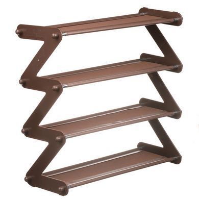 Полиця для взуття органайзер компактний стійка складана Shoe Rack YH 8802 зберігання речей та взуття 4 полиці. HI-423 Колір: коричневий