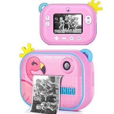 Дитячий фотоапарат миттєвого друку YT008 PINK FLAMINGO з CM-221 підтримкою microSD