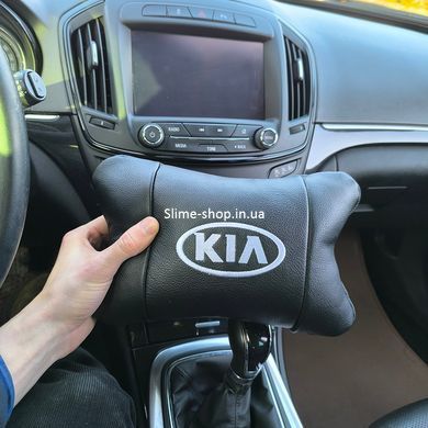 Автодушки 2 шт на подголовник Kia/Киа, натуральная кожа, черные, Подголовник для авто CZ-228 с комфортом