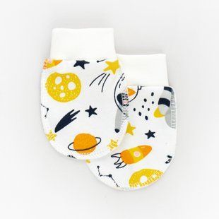 Царапки для новорожденных на манжете с начесом 0-3 мес с енотиками Raccoon