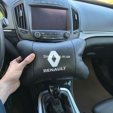 Набор подушек 2шт для автомобиля Renault, натуральная кожа, на подголовник в машину с PF-315 логотипом Рено