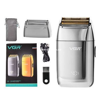 Бритва для бороди VGR V-399 SILVER, Електробритва з насадками для бороди, Електробритва QK-525 для чоловіків