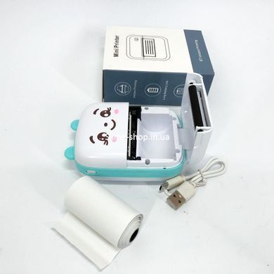 Портативний мініпринтер Mini printer з Bluetooth для термодруку без чорнила зі смартфона. AL-307 Колір: блакитний
