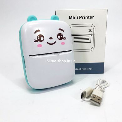 Портативний мініпринтер Mini printer з Bluetooth для термодруку без чорнила зі смартфона. AL-307 Колір: блакитний