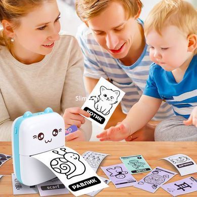 Портативний мініпринтер Mini printer з Bluetooth для термодруку без чорнила зі смартфона. AL-307 Колір: блакитний