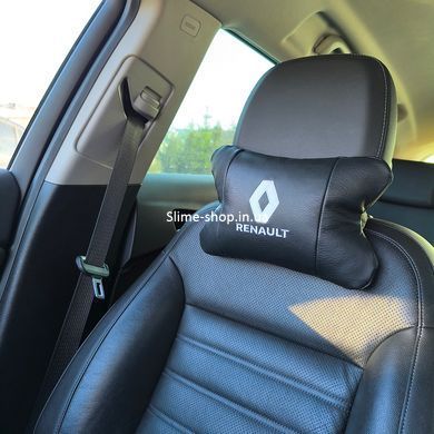 Набор подушек 2шт для автомобиля Renault, натуральная кожа, на подголовник в машину с PF-315 логотипом Рено