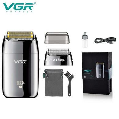 Бритва для бороди VGR V-399 SILVER, Електробритва з насадками для бороди, Електробритва QK-525 для чоловіків