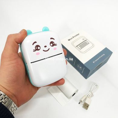 Портативний мініпринтер Mini printer з Bluetooth для термодруку без чорнила зі смартфона. AL-307 Колір: блакитний