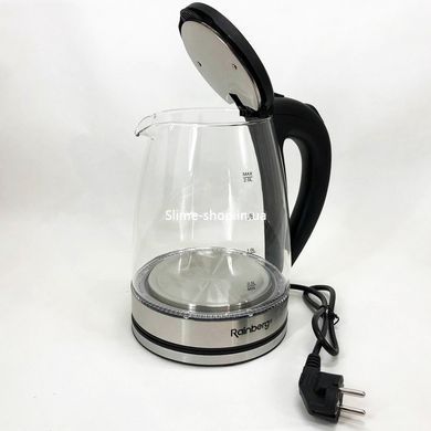 Электрический стеклянный чайник Rainberg RB-2250 с LED подсветкой 2200 Вт 1.8л, хороший QW-153 электро чайник