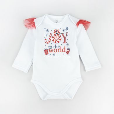 Праздничный комплект для девочки 3 в 1боди с юбкой и повязкой Joy to the world