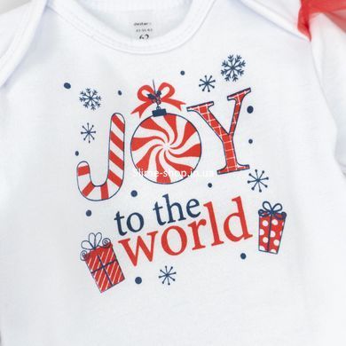 Праздничный комплект для девочки 3 в 1боди с юбкой и повязкой Joy to the world
