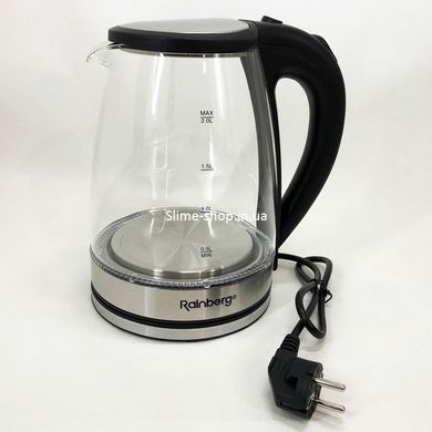 Электрический стеклянный чайник Rainberg RB-2250 с LED подсветкой 2200 Вт 1.8л, хороший QW-153 электро чайник