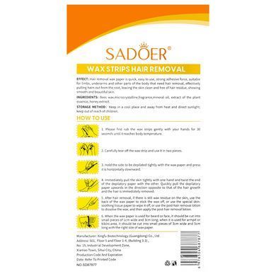 Воскові смужки для депіляції тіла, ніг, обличчя Sadoer Soothing Honey Wax (20 шт)