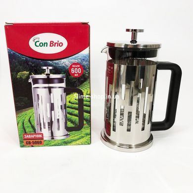 Френч для чая Brio CB-5060 600 мл, Стильный чайник для заварки, Заварной RG-257 стеклянный чайник