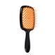 Щетка для волос массажная продувная Superbrush Plus Hollow Comb прямоугольная, Черная с оранжевым