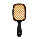Щетка для волос массажная продувная Superbrush Plus Hollow Comb прямоугольная, Черная с оранжевым