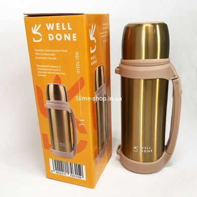 Термос из нержавейки металлический Well Done WD-7031D 1 л, Бытовой термос домашний WI-232 для дома