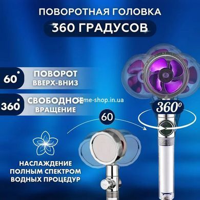 Душова турболейка високого тиску, водозберігаюча насадка для душу з вентилятором з унікальним малюнком води. GT-159 Колір: фіолетовий