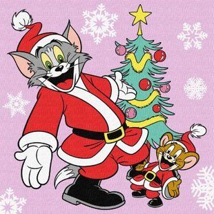 Картина по номерах "Tom and Jerry: біля ялинки" 25х25 см