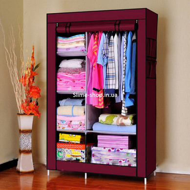 Тканевый шкаф органайзер для вещей на 2 секции складной 105х45х170см Storage Wardrobe GX-697 Цвет: темно-серый