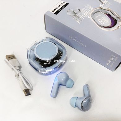 Беспроводные наушники TWS T8 PRO с прозрачным кейсом Вакуумные LED дисплей Bluetooth 5.3. NA-347 Цвет: голубой