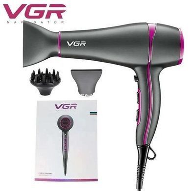 Фен для ломких волос VGR V-402 2200 Вт, Электрофен для волос с GJ-964 дополнительными насадками